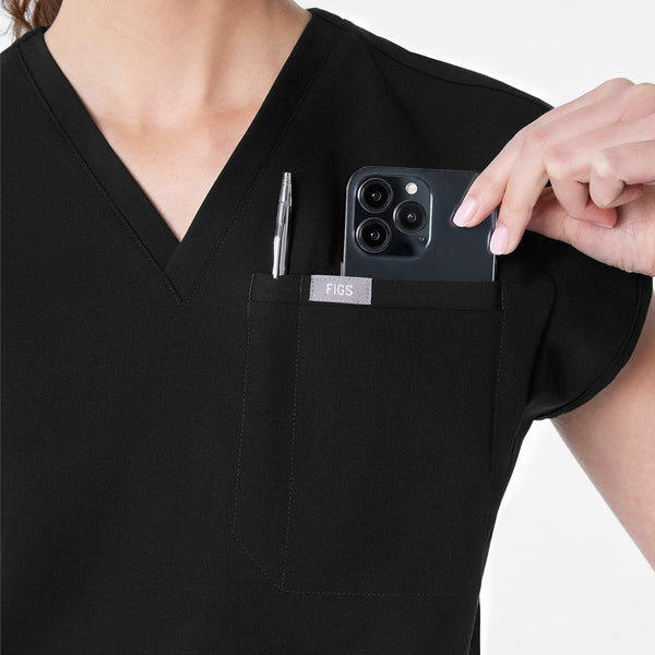 women's Black Raleigh Relaxed - Scrub Top