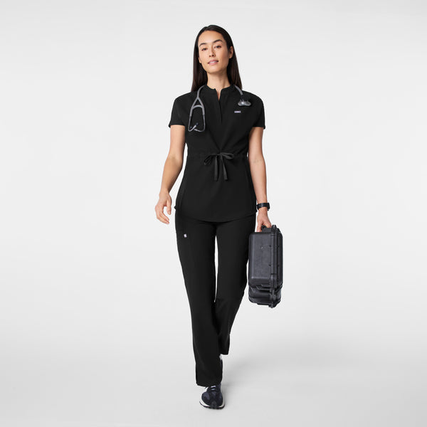 women's Black Soria - Henley Tunic Scrub Top