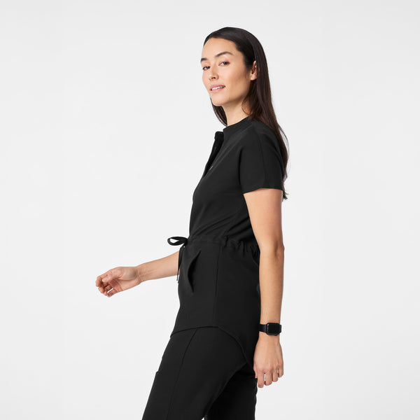 women's Black Soria - Henley Tunic Scrub Top