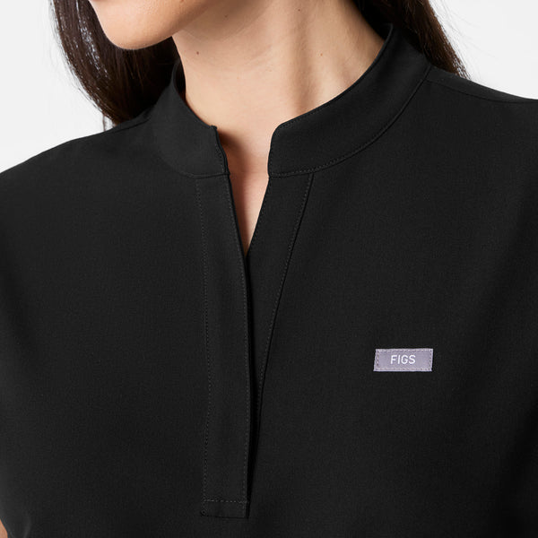 women's Black Soria - Henley Tunic Scrub Top