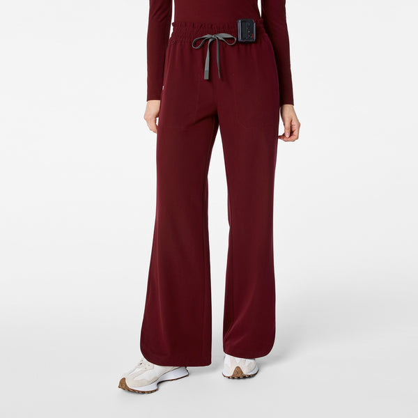 Women's Burgundy Marseille High-Rise Wide-Leg - Petite Scrub Pant