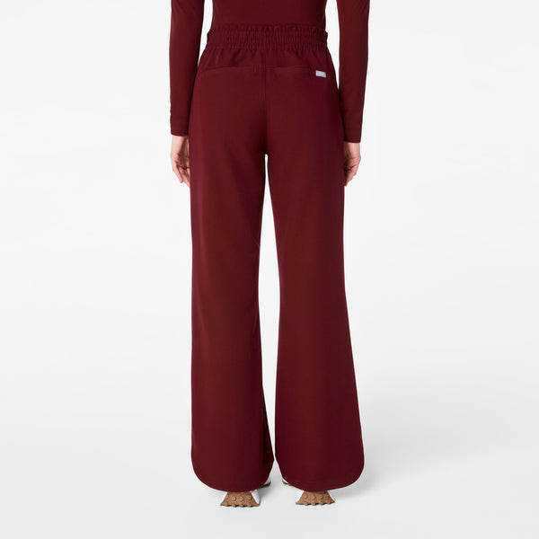 Women's Burgundy Marseille High-Rise Wide-Leg - Petite Scrub Pant