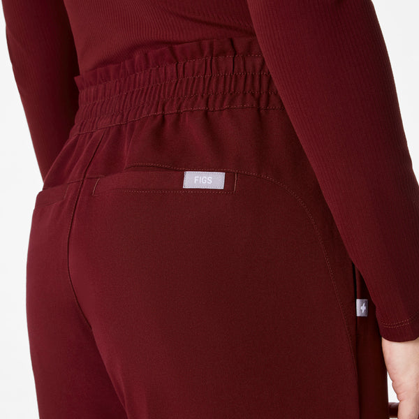 Women's Burgundy Marseille High-Rise Wide-Leg - Petite Scrub Pant