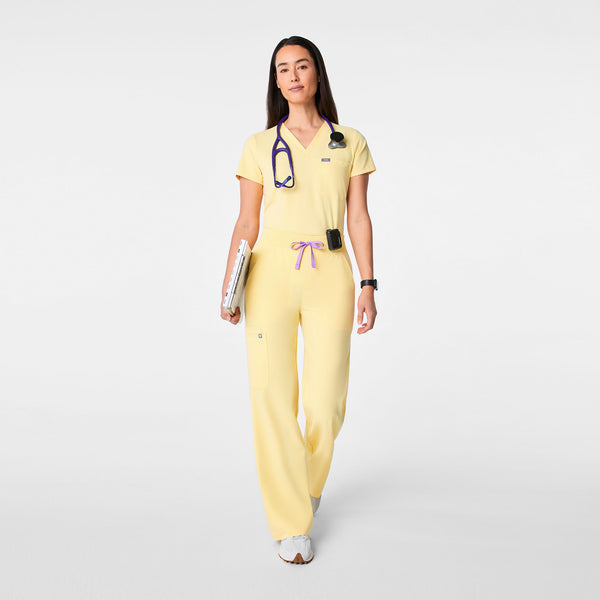 women's Butter Yellow Isabel High-Rise Wide-Leg - Scrub Pant
