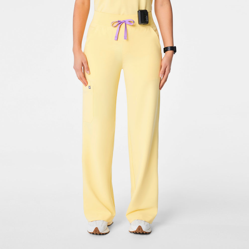 women's Butter Yellow High Waisted Isabel Wide Leg - Scrub Pant