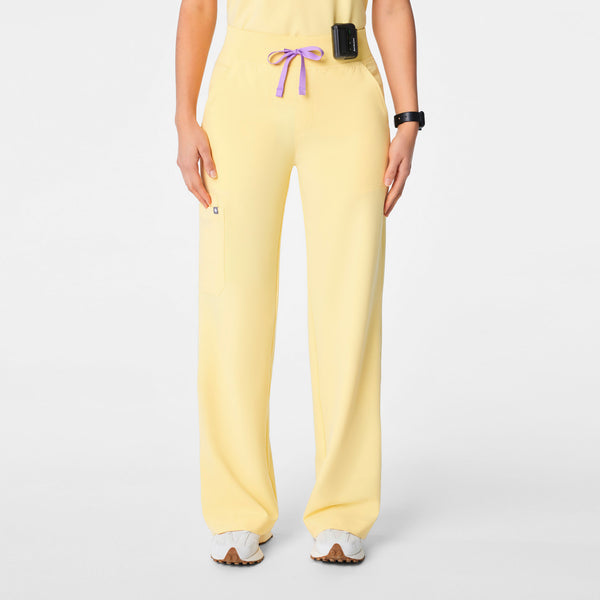 women's Butter Yellow Isabel High-Rise Wide-Leg - Scrub Pant
