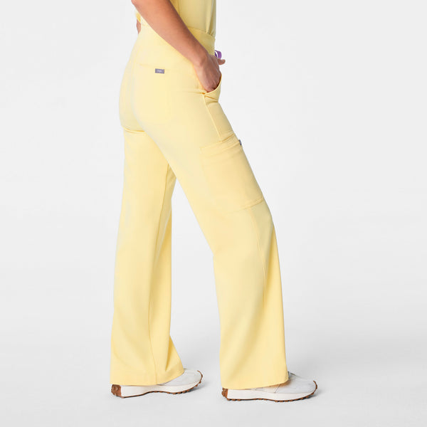 women's Butter Yellow Isabel High-Rise Wide-Leg - Scrub Pant