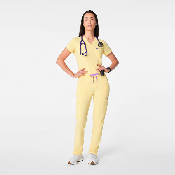 women's Butter Yellow High Waisted Yola - Petite Skinny Scrub Pant™