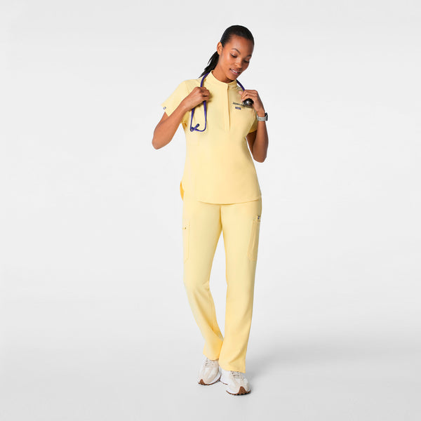 women's Butter Yellow Montex - Mock Neck Scrub Top