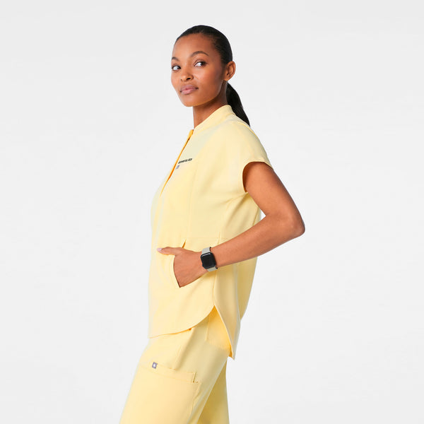 women's Butter Yellow Montex - Mock Neck Scrub Top