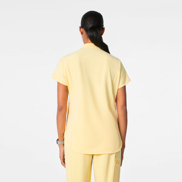 women's Butter Yellow Montex - Mock Neck Scrub Top