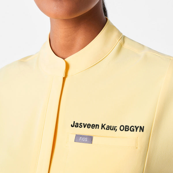 women's Butter Yellow Montex - Mock Neck Scrub Top