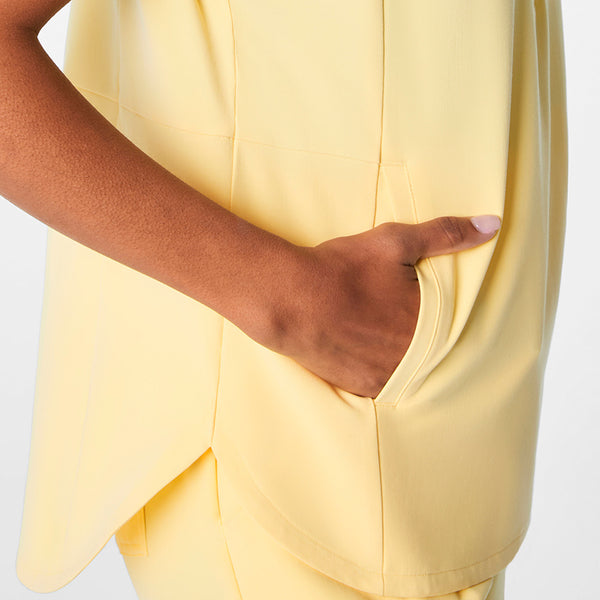 women's Butter Yellow Montex - Mock Neck Scrub Top