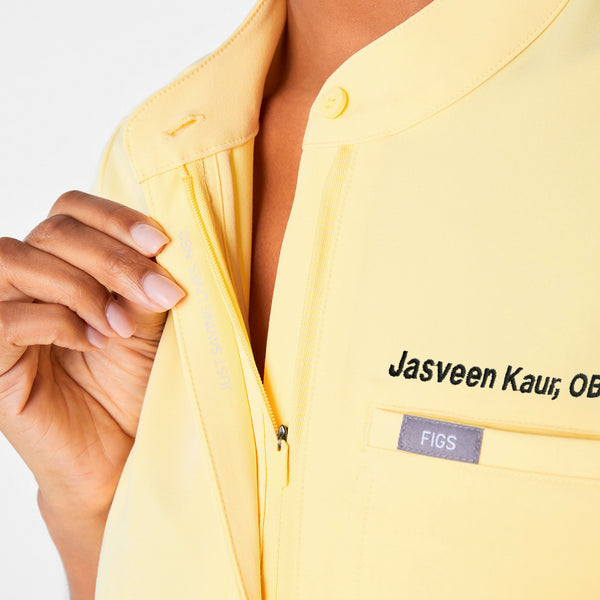 women's Butter Yellow Montex - Mock Neck Scrub Top