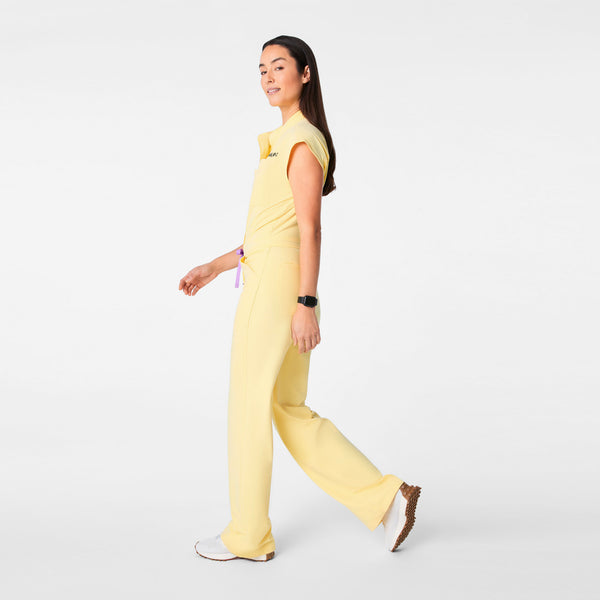 Women's Butter Yellow Rafaela Wide-Leg - Petite ScrubJumpsuit™