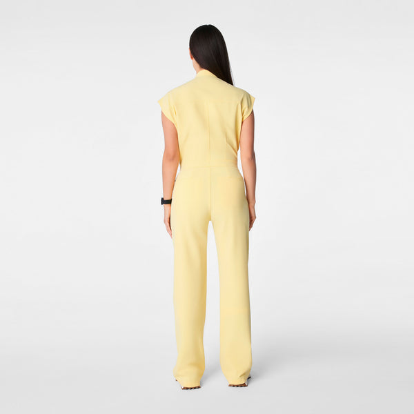 Women's Butter Yellow Rafaela Wide-Leg - Petite ScrubJumpsuit™