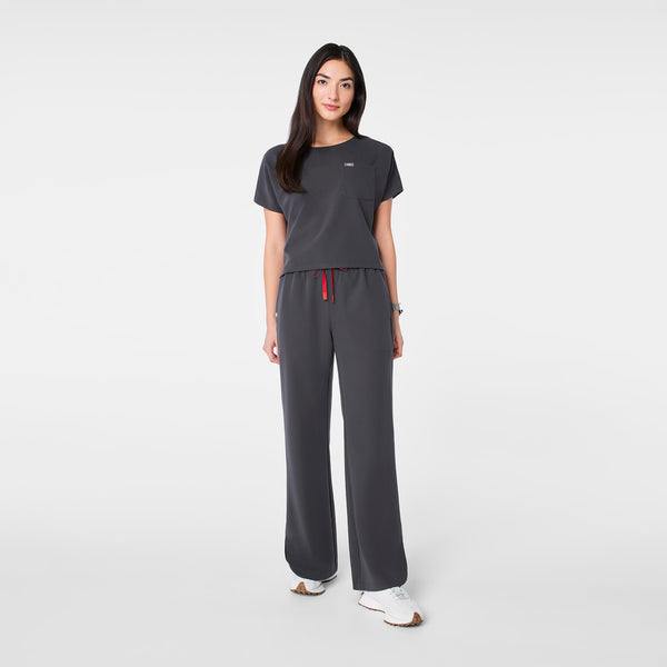 women's Charcoal Arua Cropped Crewneck -  Scrub Top