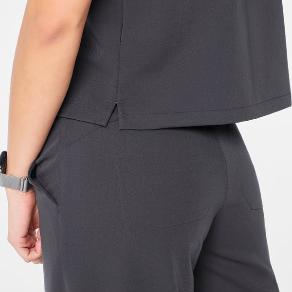 women's Charcoal Arua Cropped V-Neck - One-Pocket Scrub Top