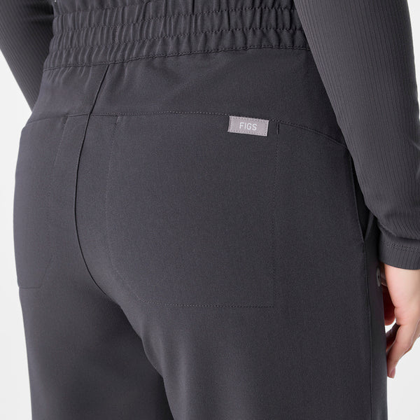 women's Charcoal High Waisted Allison Ultra Wide Leg - Petite Scrub Pant