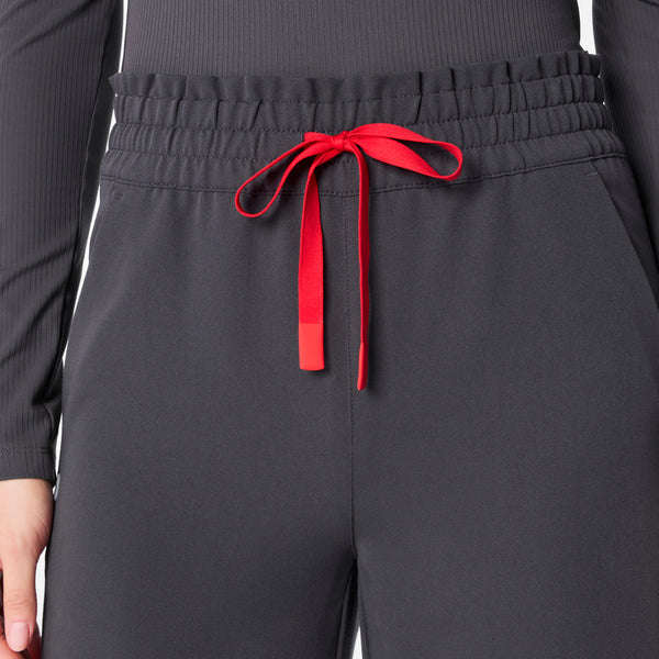 women's Charcoal High Waisted Allison Ultra Wide Leg - Petite Scrub Pant
