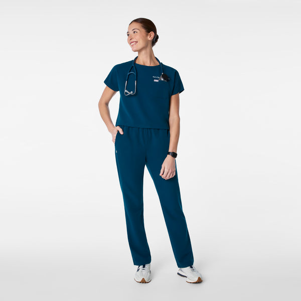 women's Deep Reef Arua Cropped Crewneck - One-Pocket Scrub Top