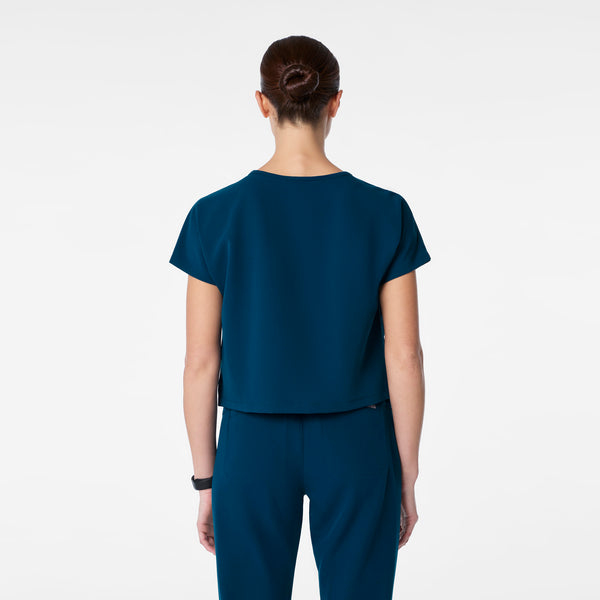 women's Deep Reef Arua Cropped Crewneck - One-Pocket Scrub Top