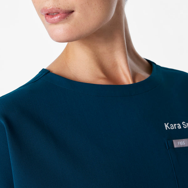 women's Deep Reef Arua Cropped Crewneck - One-Pocket Scrub Top