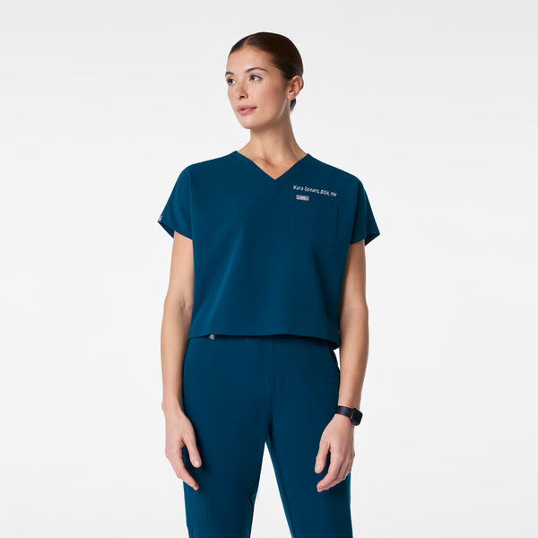 women's Deep Reef Arua Cropped V-Neck - One-Pocket Scrub Top