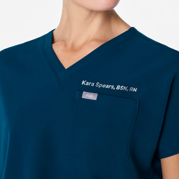 women's Deep Reef Arua Cropped V-Neck - One-Pocket Scrub Top