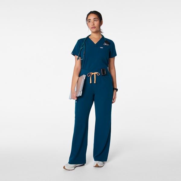 women's Deep Reef High Waisted Isabel Wide Leg - Tall Scrub Pant