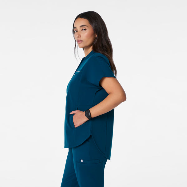 women's Deep Reef Montex - Mock Neck Scrub Top