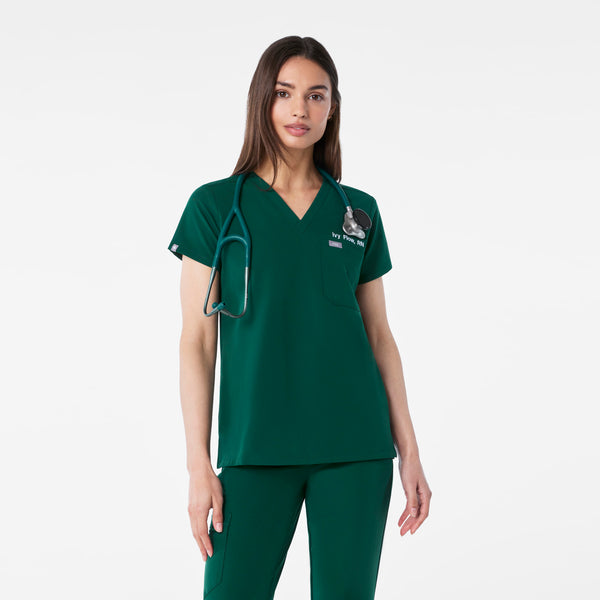 women's Forest Green Catarina Petite - One-Pocket Scrub Top™