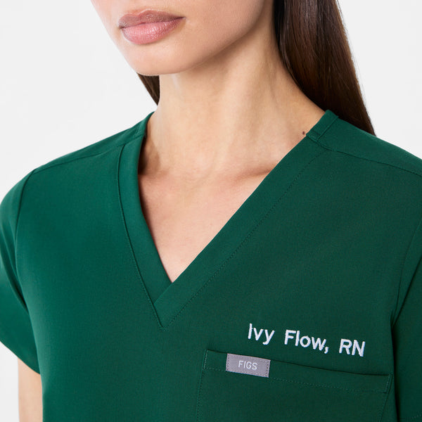 women's Forest Green Catarina Petite - One-Pocket Scrub Top™