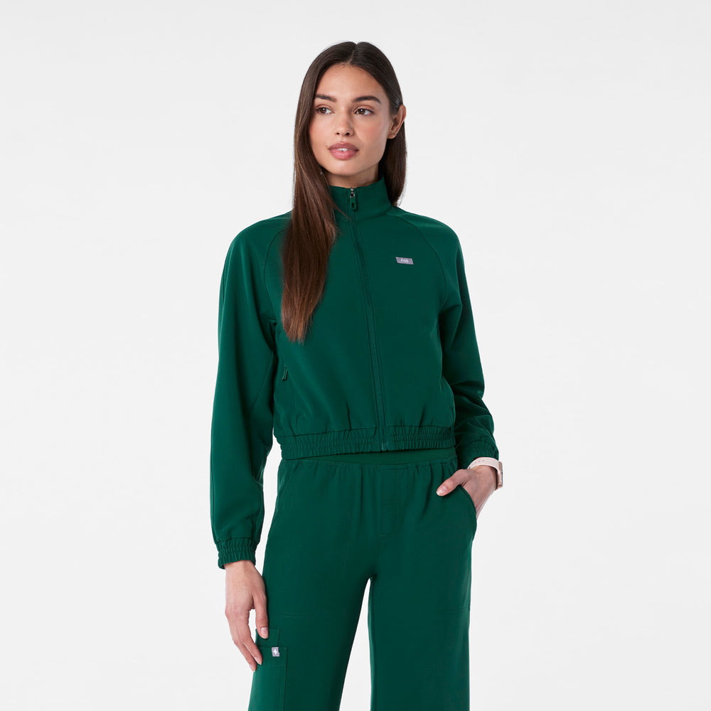 women's Forest Green Cropped Sydney - Scrub Jacket