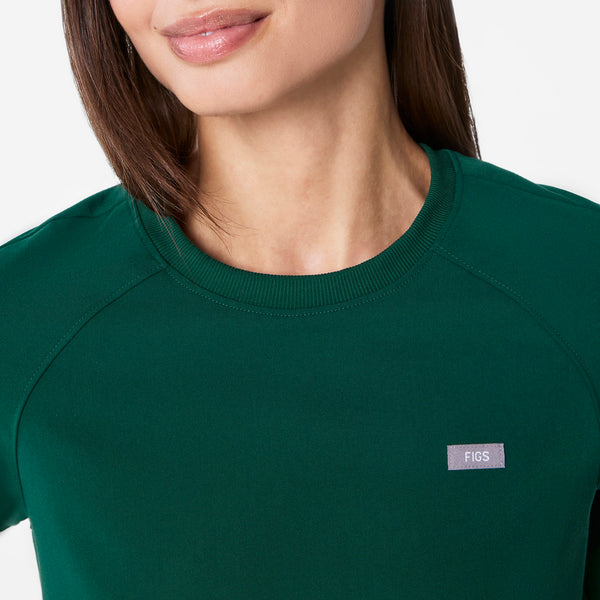 women's Forest Green Holly - Puff Sleeve Scrub Top