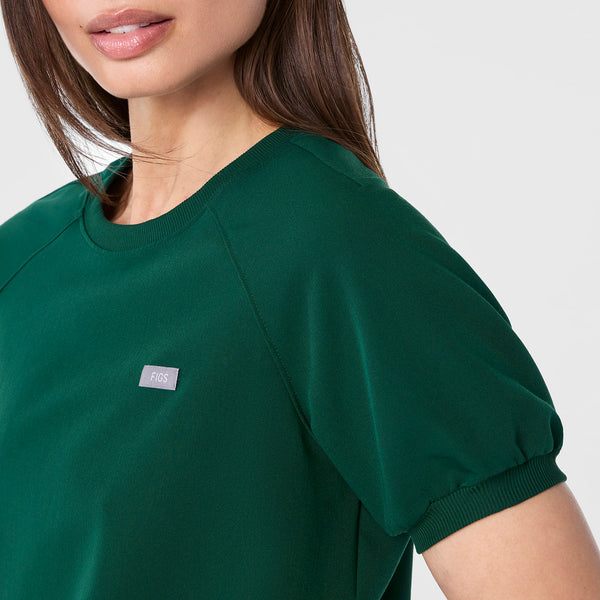 women's Forest Green Holly - Puff Sleeve Scrub Top