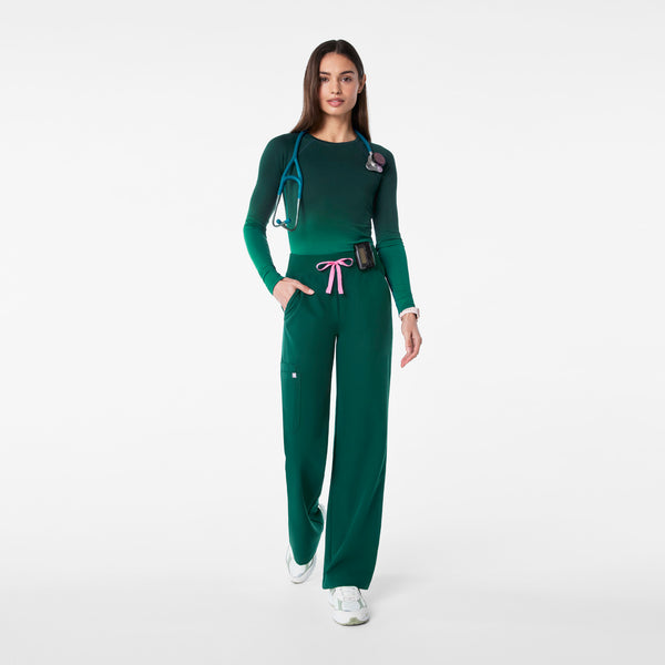 women's Forest Green Isabel High-Rise Wide-Leg - Scrub Pant