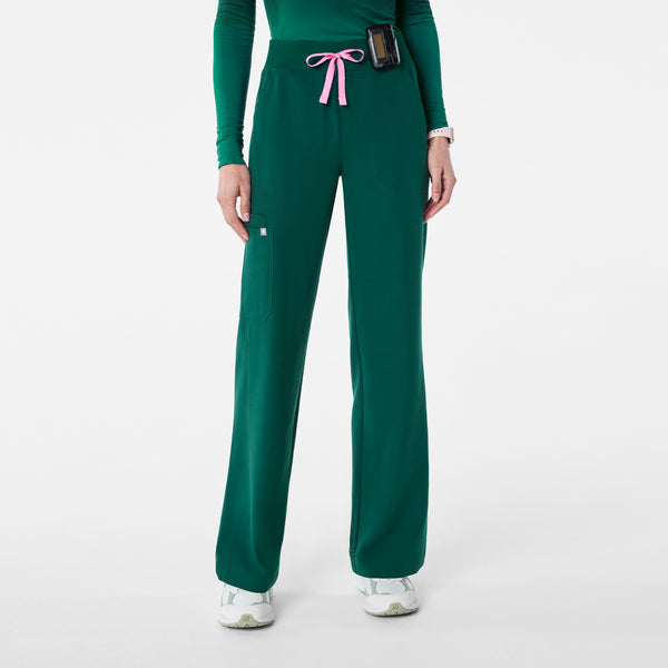women's Forest Green Isabel High-Rise Wide-Leg - Scrub Pant