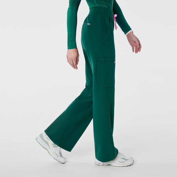 women's Forest Green Isabel High-Rise Wide-Leg - Scrub Pant