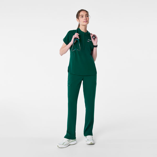 women's Forest Green Montex - Mock Neck Scrub Top