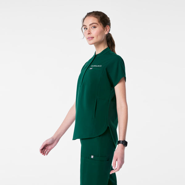 women's Forest Green Montex - Mock Neck Scrub Top