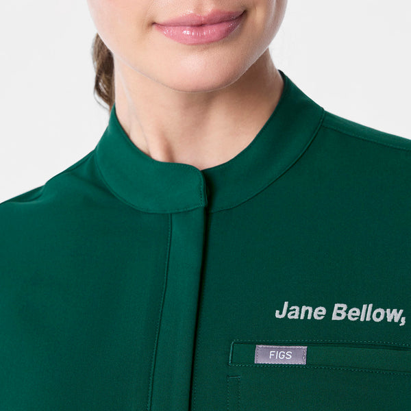 women's Forest Green Montex - Mock Neck Scrub Top