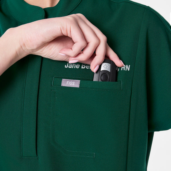 women's Forest Green Montex - Mock Neck Scrub Top