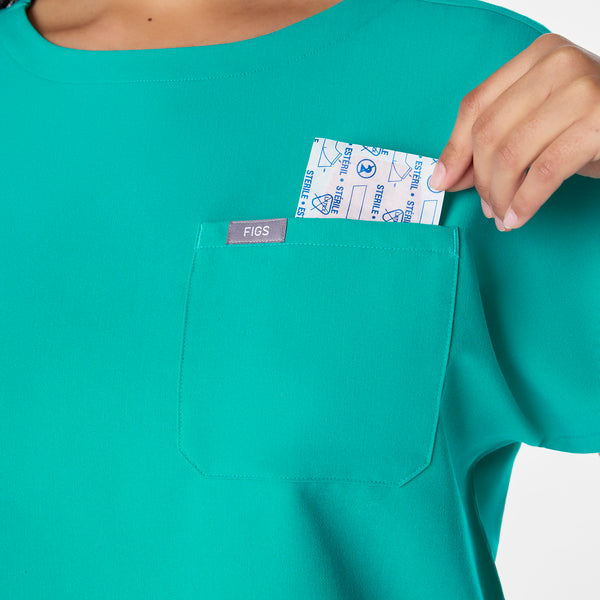 women's Lagoon Arua Cropped Crewneck - One-Pocket Scrub Top