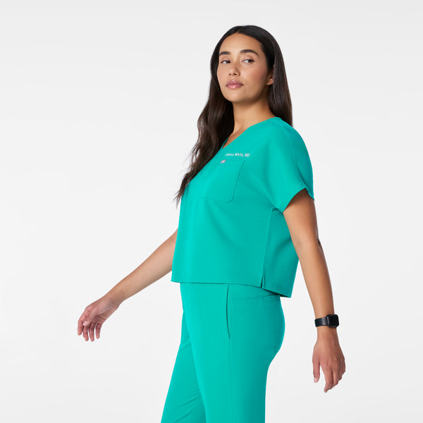 women's Lagoon Arua Cropped V-Neck - One-Pocket Scrub Top