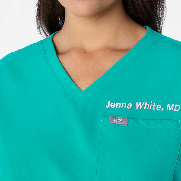 women's Lagoon Arua Cropped V-Neck - One-Pocket Scrub Top