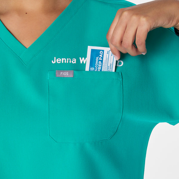 women's Lagoon Arua Cropped V-Neck - One-Pocket Scrub Top