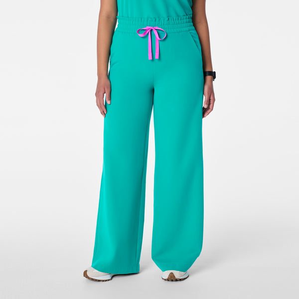 women's Lagoon High Waisted Allison Ultra Wide Leg - Petite Scrub Pant