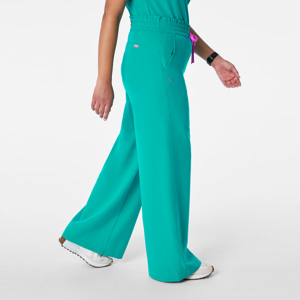 women's Lagoon High Waisted Allison Ultra Wide Leg - Petite Scrub Pant