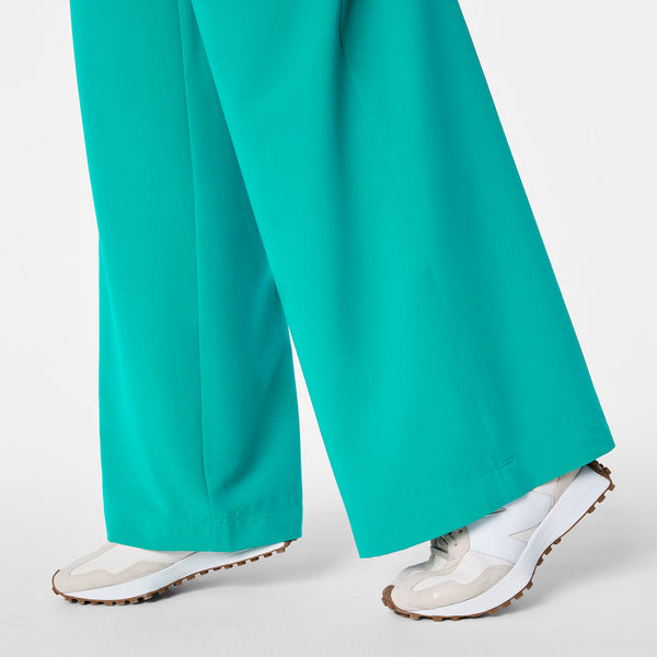 women's Lagoon High Waisted Allison Ultra Wide Leg - Petite Scrub Pant